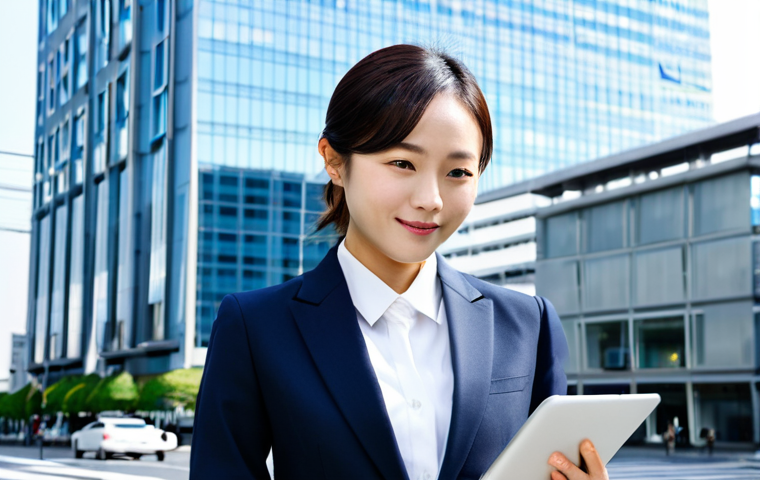 Business Professional in Tokyo**

"A confident business professional, fully clothed in a modern, tailored suit, stands in front of a sleek office building in Tokyo's financial district. The scene is bright and dynamic, showcasing the energy of the city. Her expression is intelligent and determined. She is holding a tablet displaying a BJT certification logo. Safe for work, appropriate content, perfect anatomy, professional, high quality."

**
