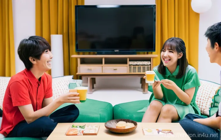 JLPT 스터디 그룹 운영 팁 - **Digital Study Group with AI Integration:**
    "Four focused young adults (two men and two women, ...