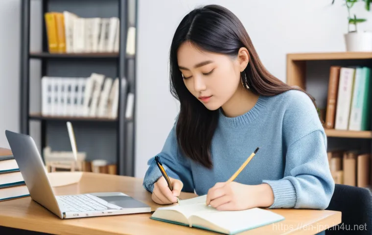 JLPT와 일본 내 자격증과의 연계성 - **Prompt:** A focused young adult (20s-30s, any ethnicity) intently studying Japanese. They are seat...