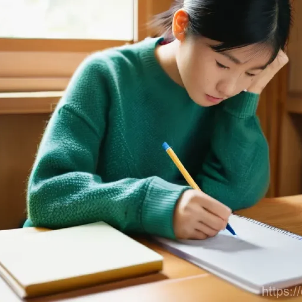 JLPT 시험에서 실수하지 않는 꿀팁 - **A focused student engrossed in Japanese grammar study.**
* **Description:** A bright, well-l...