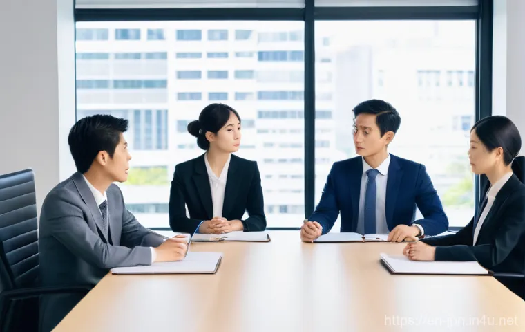 JLPT와 일본 내 직업군별 학습 전략 - Image Prompt 1: Decoding Unspoken Cues in a Japanese Business Meeting**