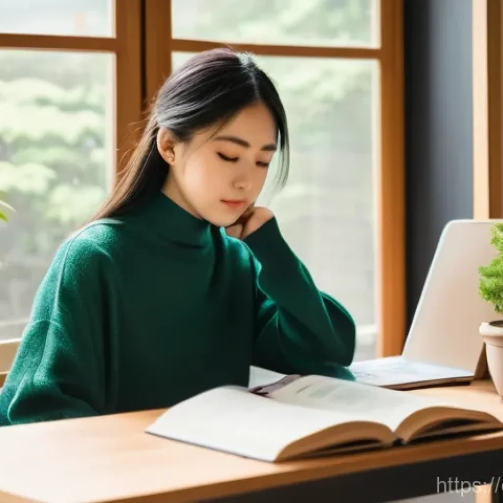 JLPT와 일본어 능력 시험의 장단점 - **Prompt 1: Academic Focus and Achievement (Inspired by JLPT)**
"A diligent young woman, mid-20s...