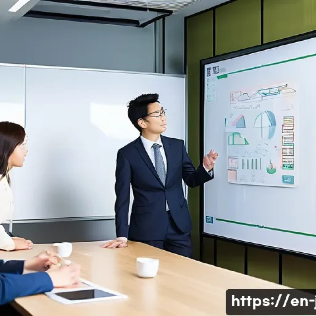 JLPT와 일본 내 글로벌 비즈니스 협력 사례 - **Image Prompt 1: The Bridge of Language in a Modern Japanese Workplace**
A vibrant, modern open...