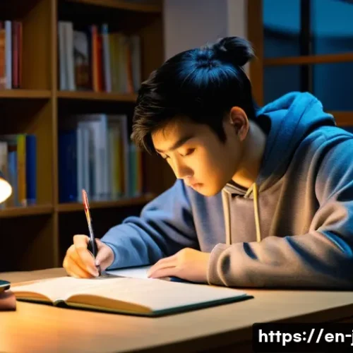 Home 29 JLPT와 일본어 교육학의 연결성 - **Prompt 1: Intense JLPT Study Session**
A realistic, detailed photograph of a young adult (20s,...