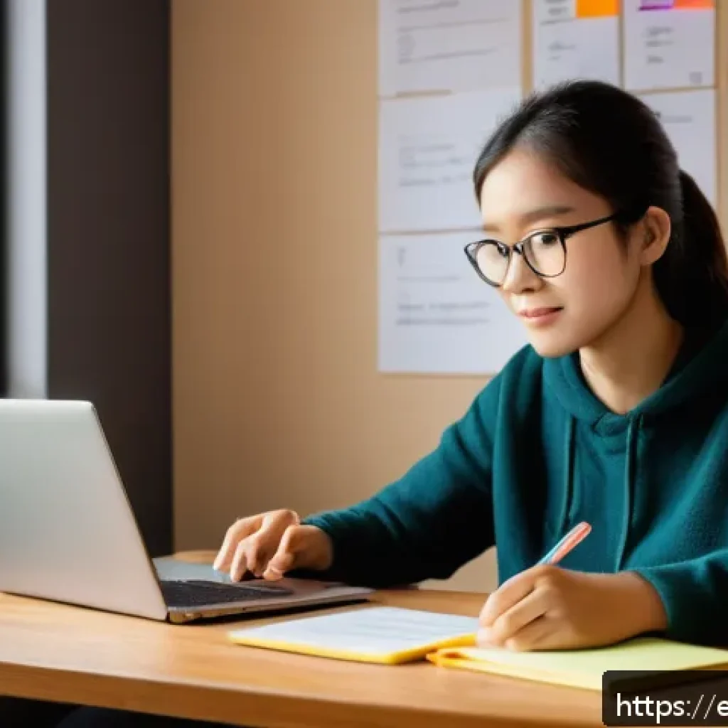 JLPT 시험의 중장기적인 학습 전략 - A cozy study room scene featuring a young adult learner sitting at a wooden desk with an open textbo...