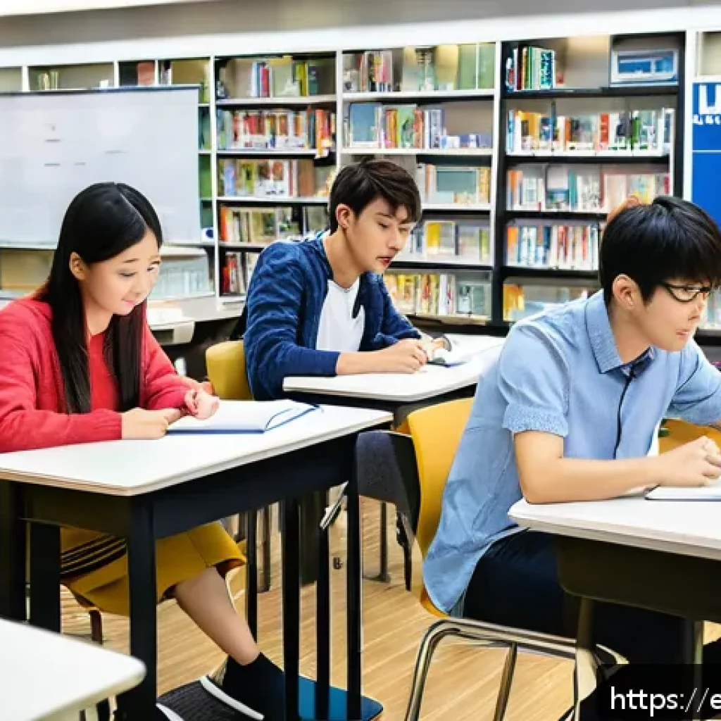 JLPT와 일본 내 고등 교육 진학 사례 - A diverse group of international university students studying together in a modern Japanese campus l...