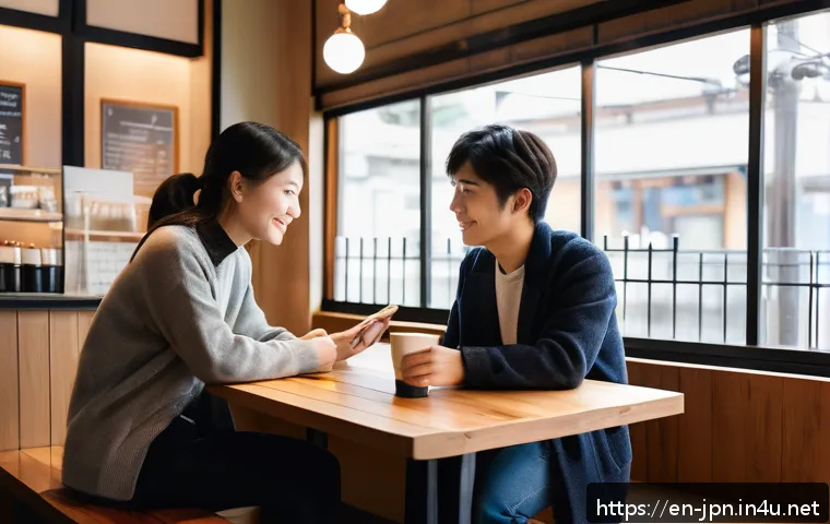 JLPT와 실무 일본어 어떻게 다른가 - A cozy, modern Tokyo caf&eacute; scene featuring a young adult foreign language learner sitting at a small ...