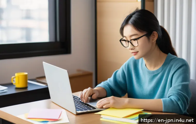 JLPT N2 시험에서 자주 나오는 단어 - A cozy study scene in a modern home office featuring a young adult casually dressed in comfortable c...