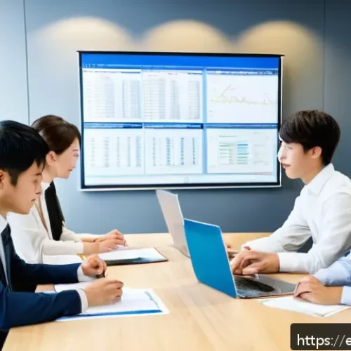 Home 17 JLPT와 일본 내 자격증과의 연계성 연구 - A professional office scene in Tokyo featuring a diverse group of young foreign and Japanese employe...