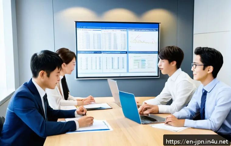 JLPT와 일본 내 자격증과의 연계성 연구 - A professional office scene in Tokyo featuring a diverse group of young foreign and Japanese employe...
